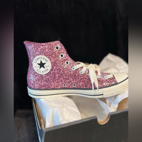 CONVERSE Orchid Abyss/Egret/Black Chuck Taylor All Star Glitter SZ 11 - Picture 9 of 16